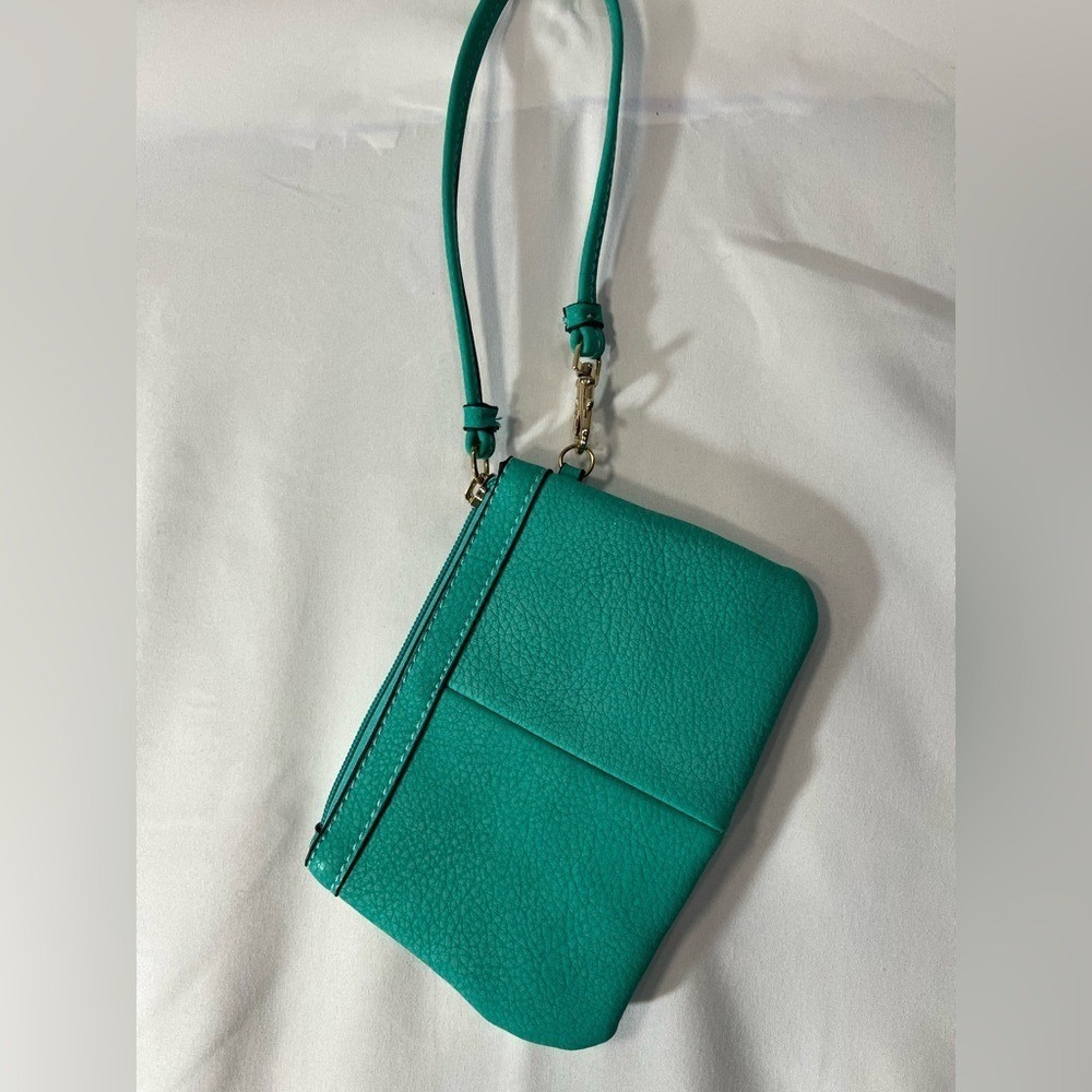 Wilsons Leather Turquoise wristlet Bag 90s Y2K leather coin‎ purse wallet purse